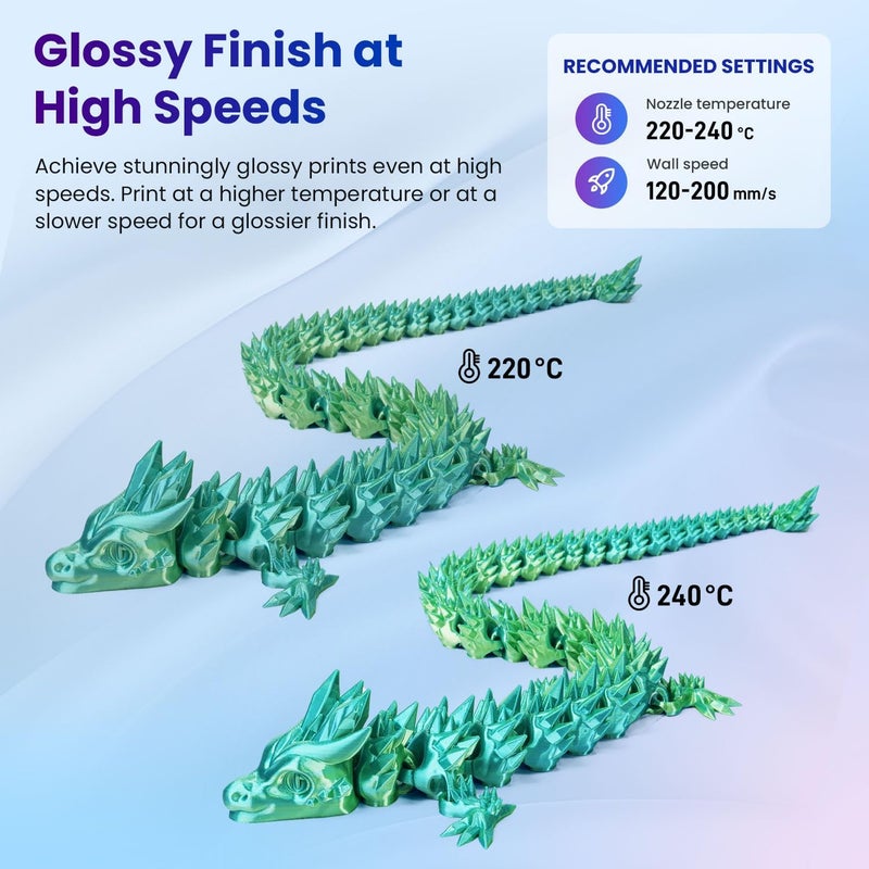 FLASHFORGE Silk Bi-Color PLA Filament 1.75mm, Coextrusion Yellow Blue Dual Color Multicolor 3D Printer Filament, Enchanting Silk Finish with 360° Multicolor Shifting Color Effect - Image 4